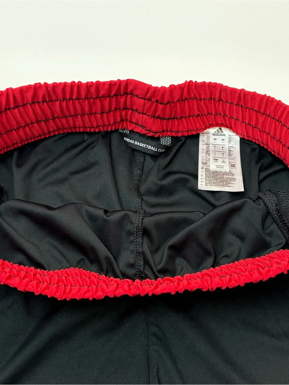 adidas Men’s Black & Red Snap-Side Athletic Shorts